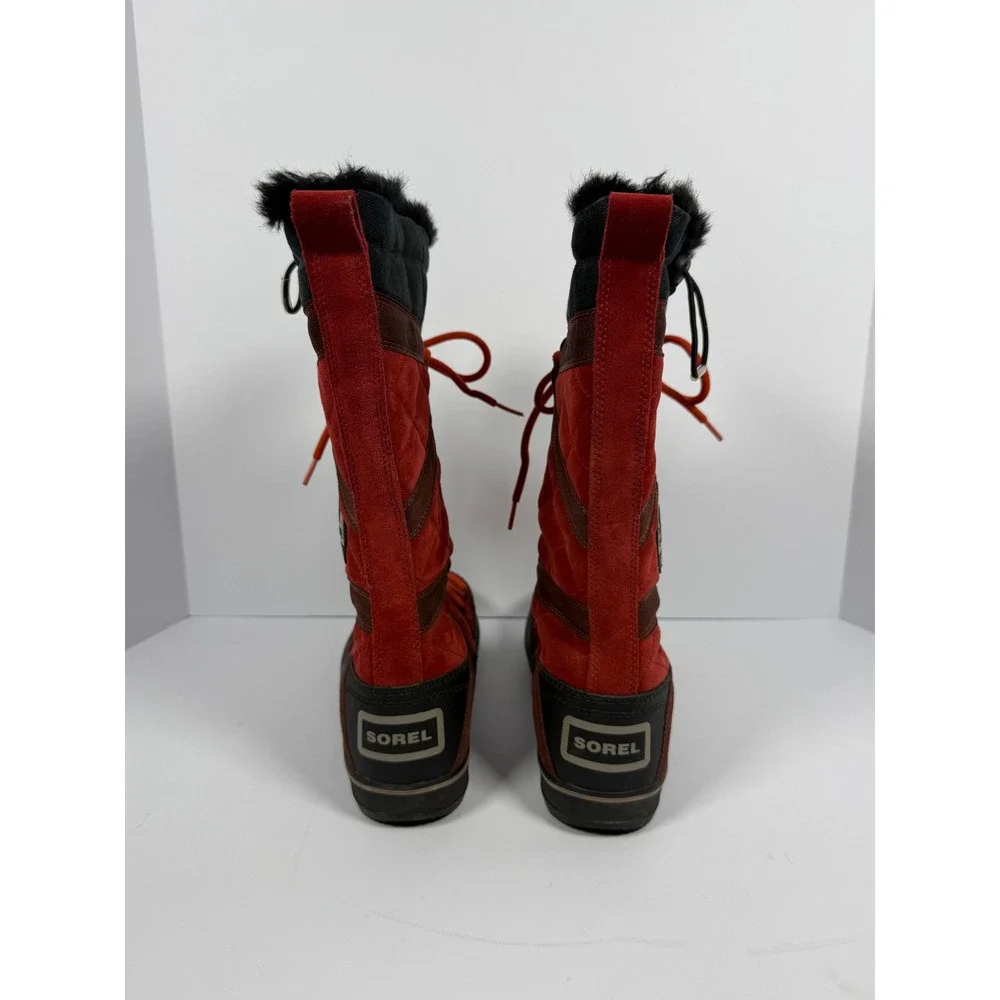 Sorel Tofino Waterproof Winter Boots Red Black Faux Fur NL1977-660 Womens 9.5